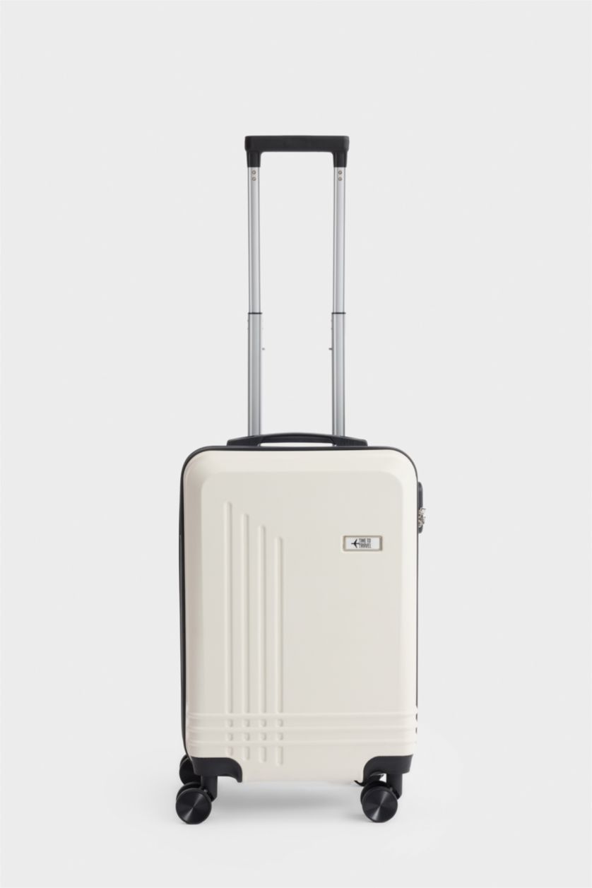 Kadın Bej Unisex Sert Kapaklı Çekçekli Küçük Valiz