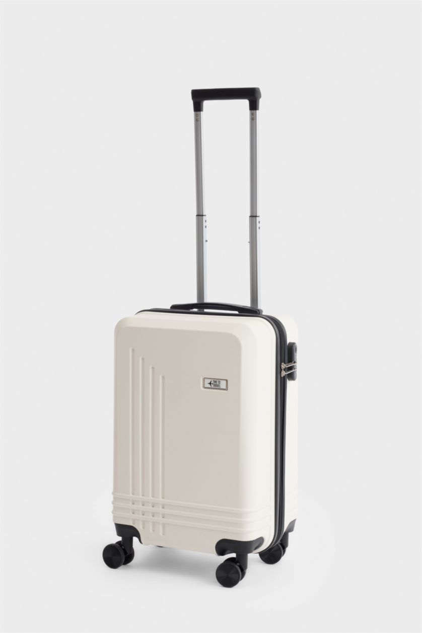 Kadın Bej Unisex Sert Kapaklı Çekçekli Küçük Valiz