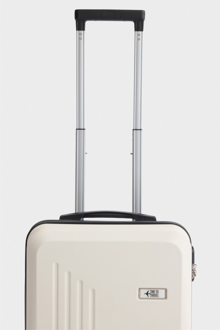 Kadın Bej Unisex Sert Kapaklı Çekçekli Küçük Valiz