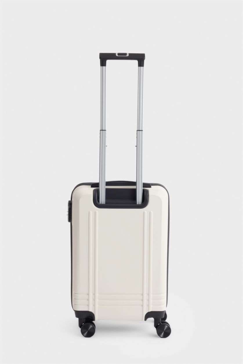 Kadın Bej Unisex Sert Kapaklı Çekçekli Küçük Valiz