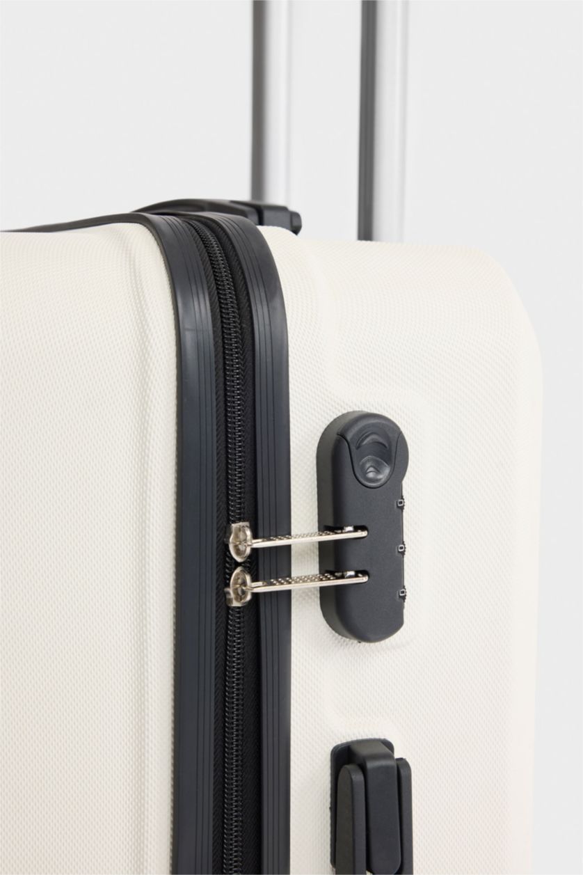 Kadın Bej Unisex Sert Kapaklı Çekçekli Küçük Valiz