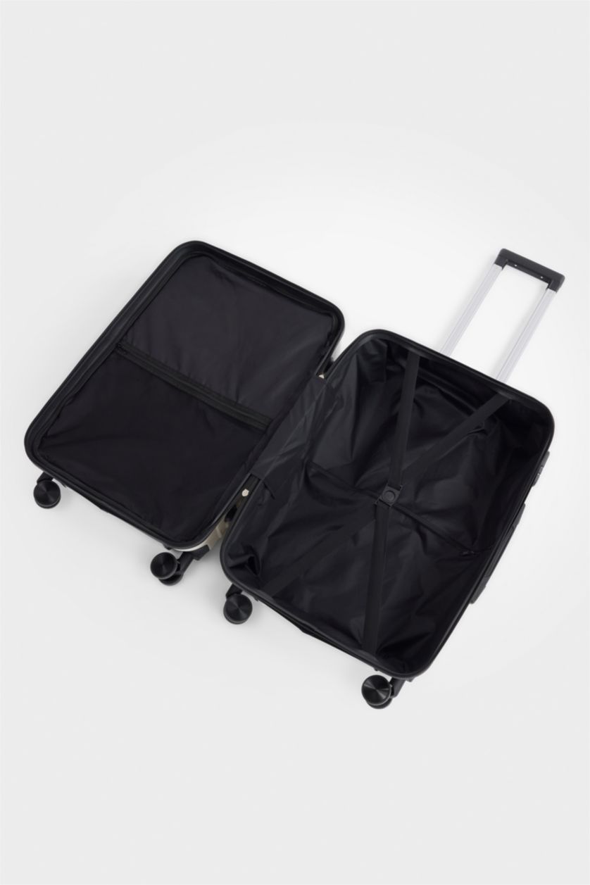 Kadın Bej Unisex Sert Kapaklı Çekçekli Küçük Valiz