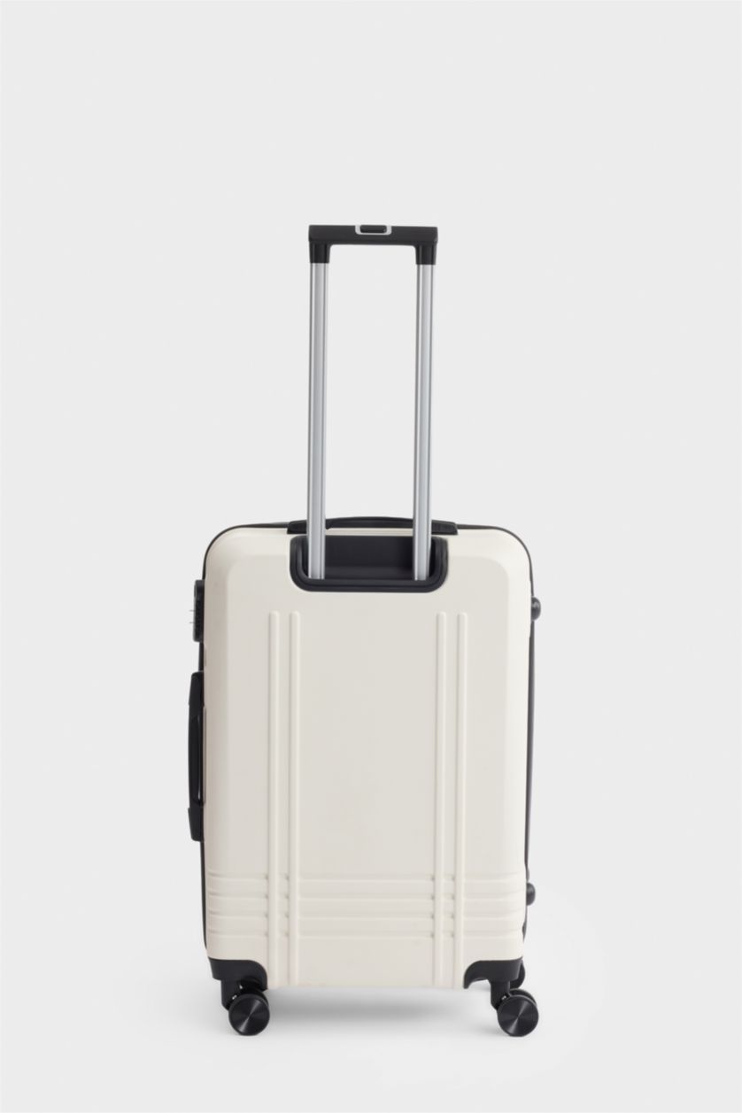 Kadın Bej Unisex Sert Kapaklı Çekçekli Küçük Valiz