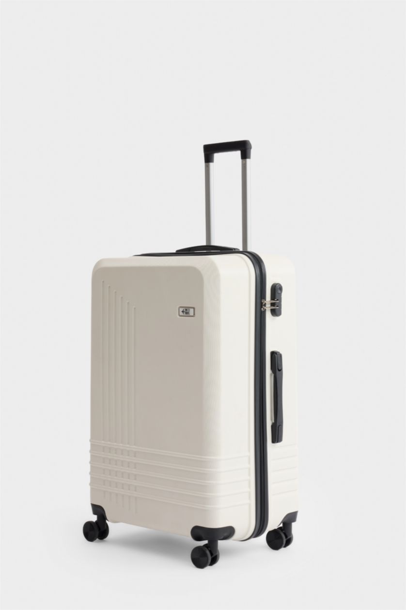 Kadın Bej Unisex Sert Kapaklı Çekçekli Küçük Valiz