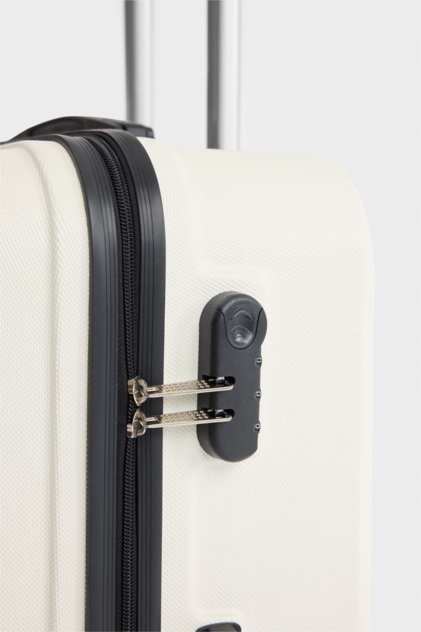 Kadın Bej Unisex Sert Kapaklı Çekçekli Küçük Valiz