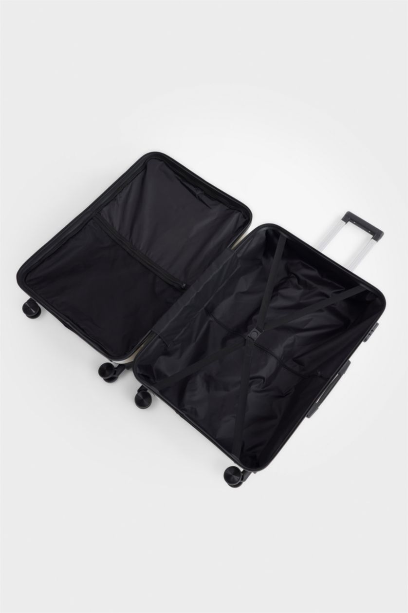 Kadın Bej Unisex Sert Kapaklı Çekçekli Küçük Valiz