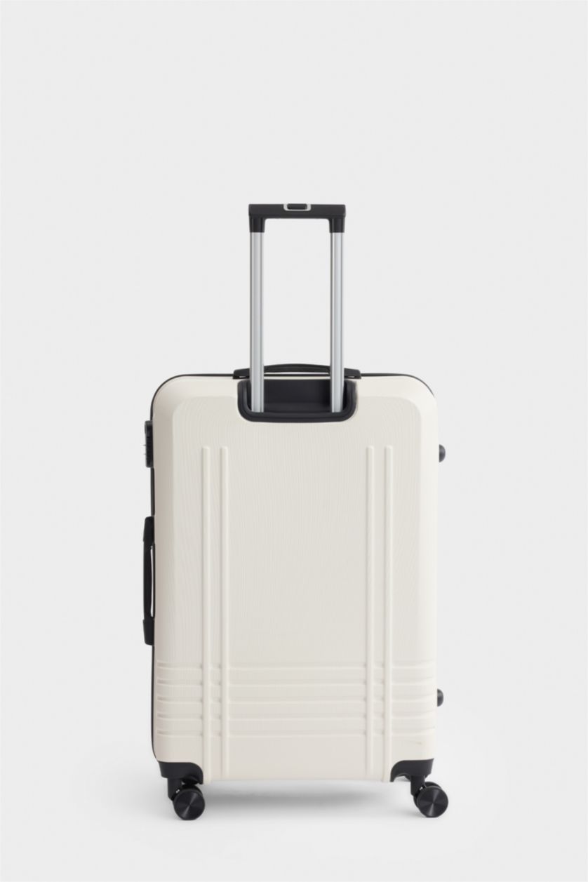 Kadın Bej Unisex Sert Kapaklı Çekçekli Küçük Valiz