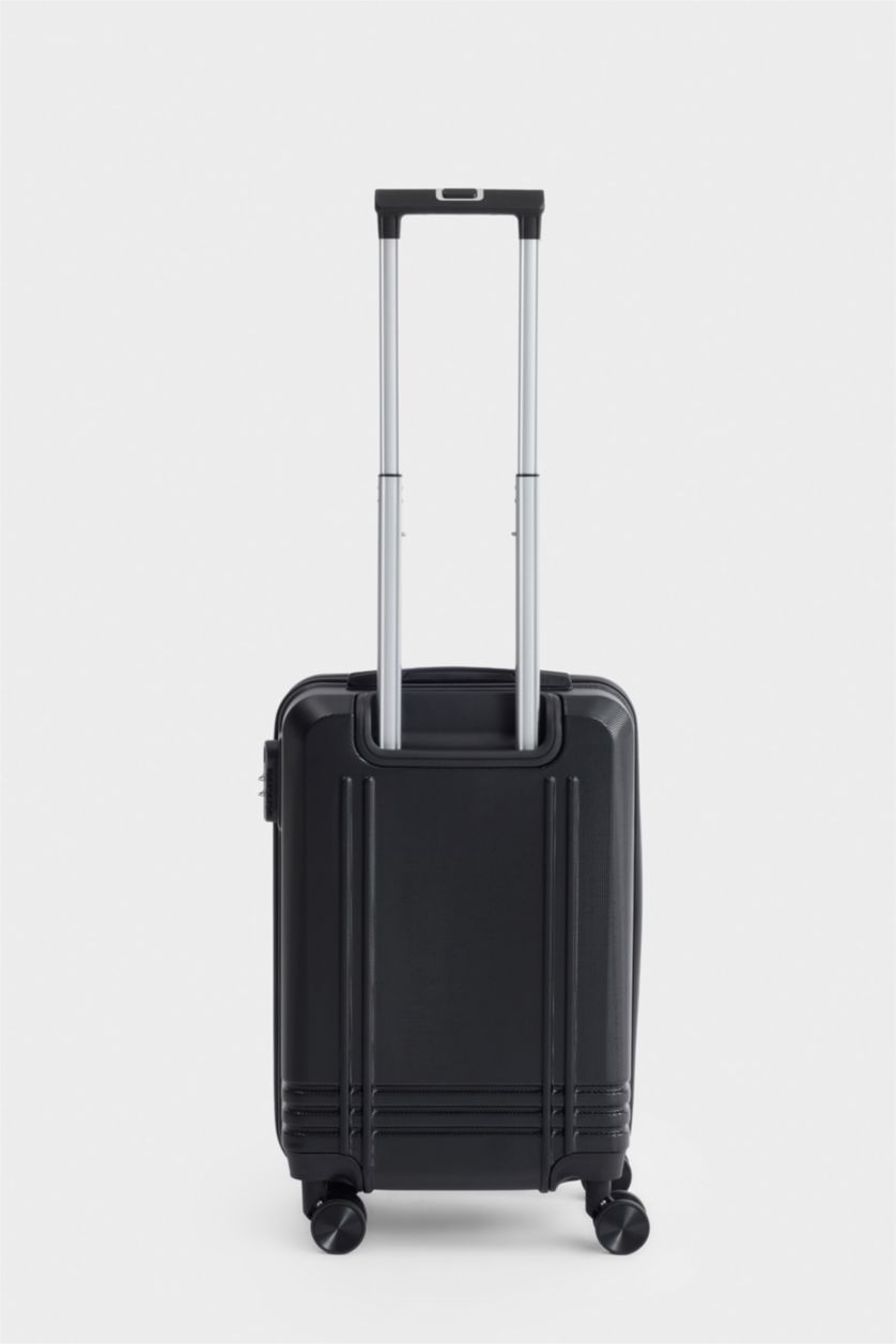 Kadın Siyah Küçük Unisex Sert Kapaklı Çekçekli Küçük Valiz