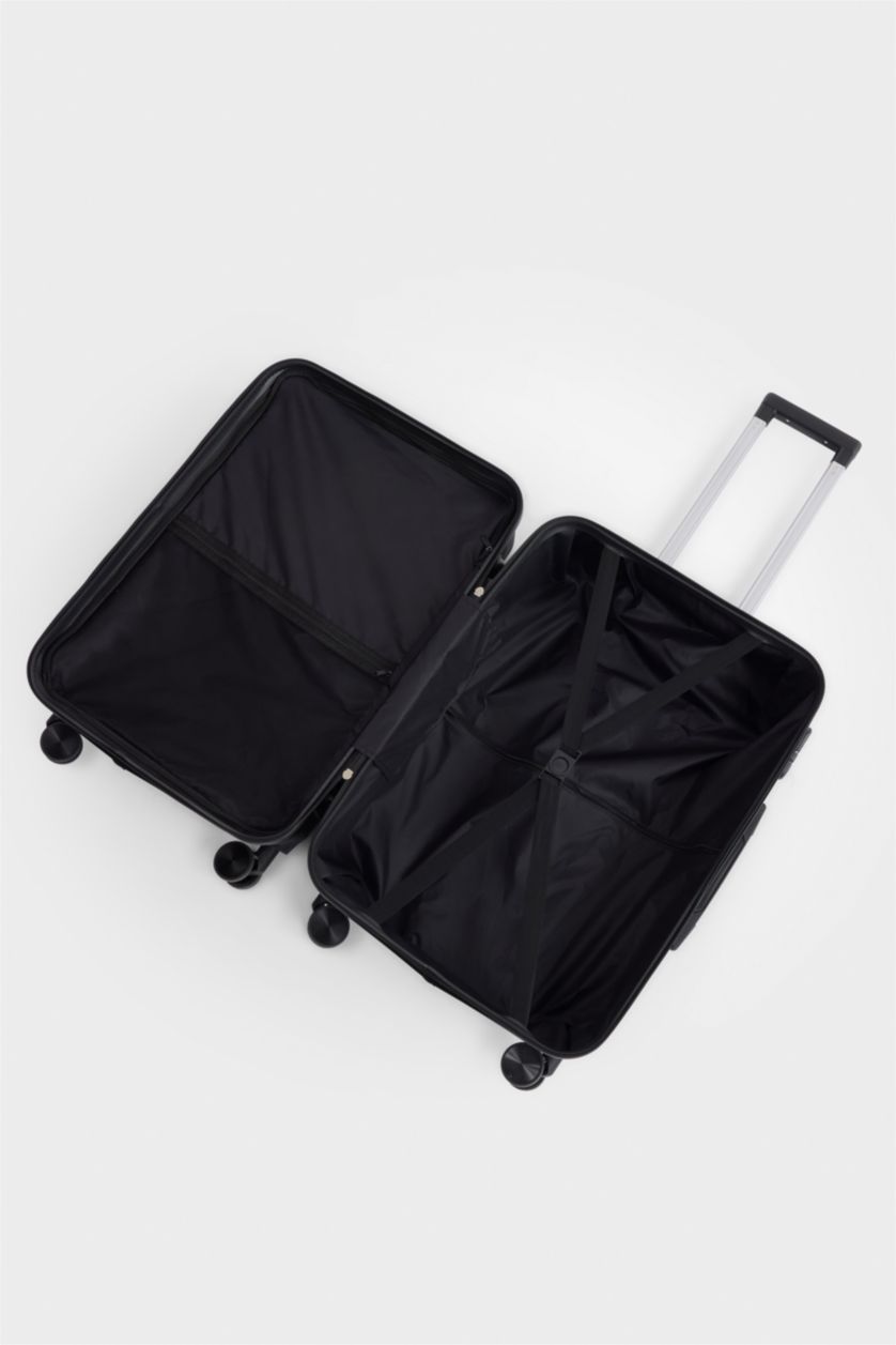 Kadın Siyah Orta Unisex Sert Kapaklı Çekçekli Küçük Valiz