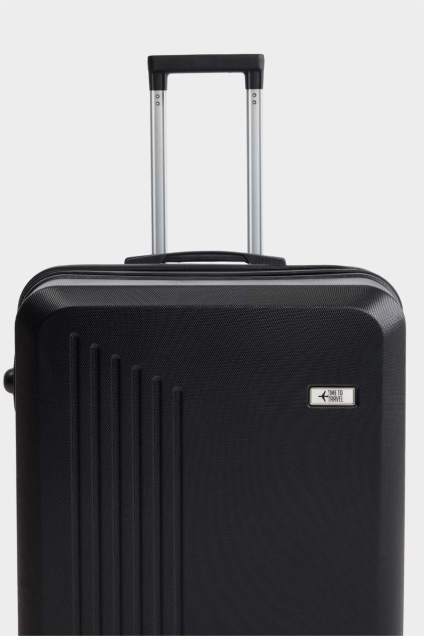 Kadın Siyah Büyük Unisex Sert Kapaklı Çekçekli Küçük Valiz