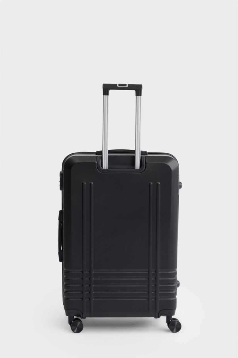 Kadın Siyah Büyük Unisex Sert Kapaklı Çekçekli Küçük Valiz