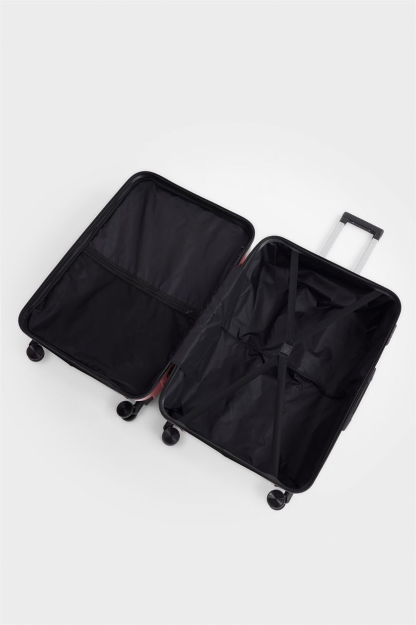 Kadın Açık Pembe Büyük Unisex Sert Kapaklı Çekçekli Küçük Valiz