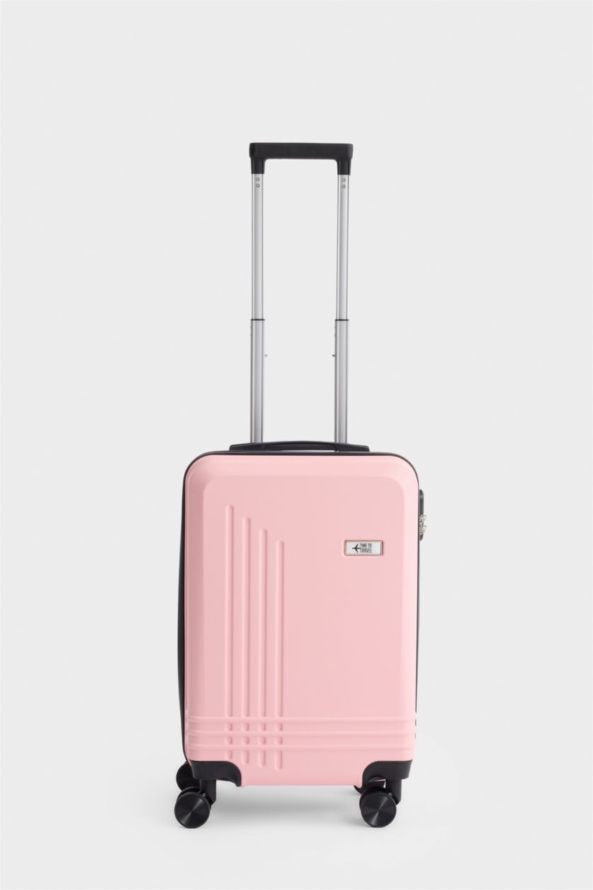 Kadın Açık Pembe Küçük Unisex Sert Kapaklı Çekçekli Küçük Valiz