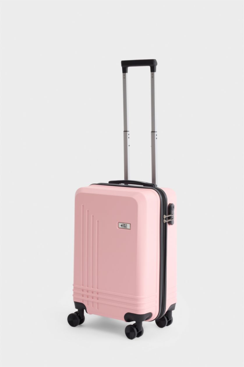 Kadın Açık Pembe Küçük Unisex Sert Kapaklı Çekçekli Küçük Valiz