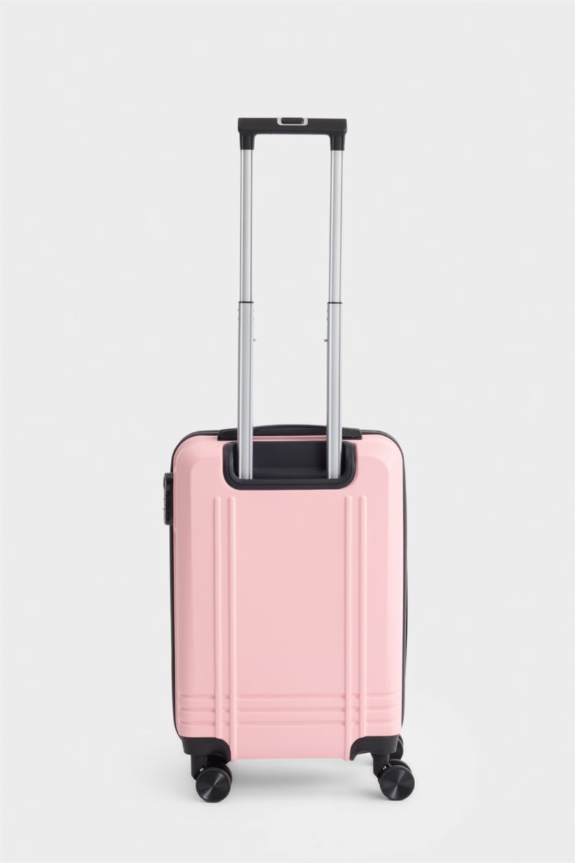 Kadın Açık Pembe Küçük Unisex Sert Kapaklı Çekçekli Küçük Valiz