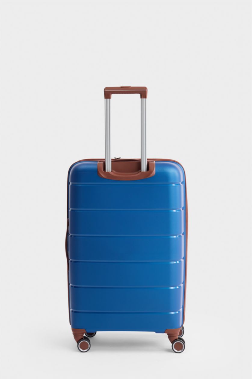 Kadın Lacivert Büyük Unisex Sert Kapaklı Valiz