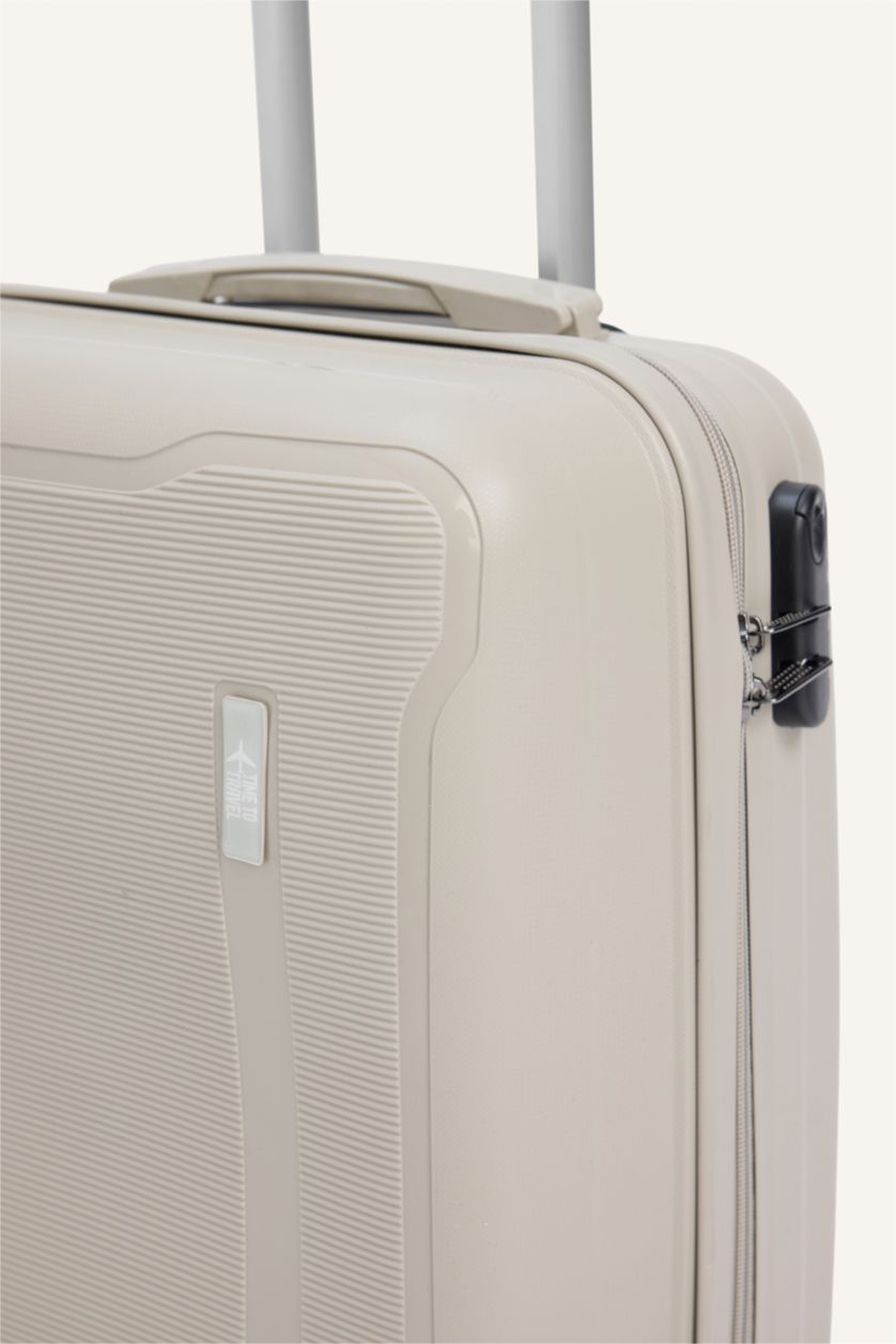 Kadın Bej Unisex Sert Kapaklı Büyük Boy	 Valiz