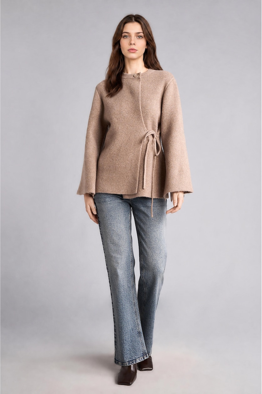 WOMAN Beige Relax Fit Knitwear Cardigan