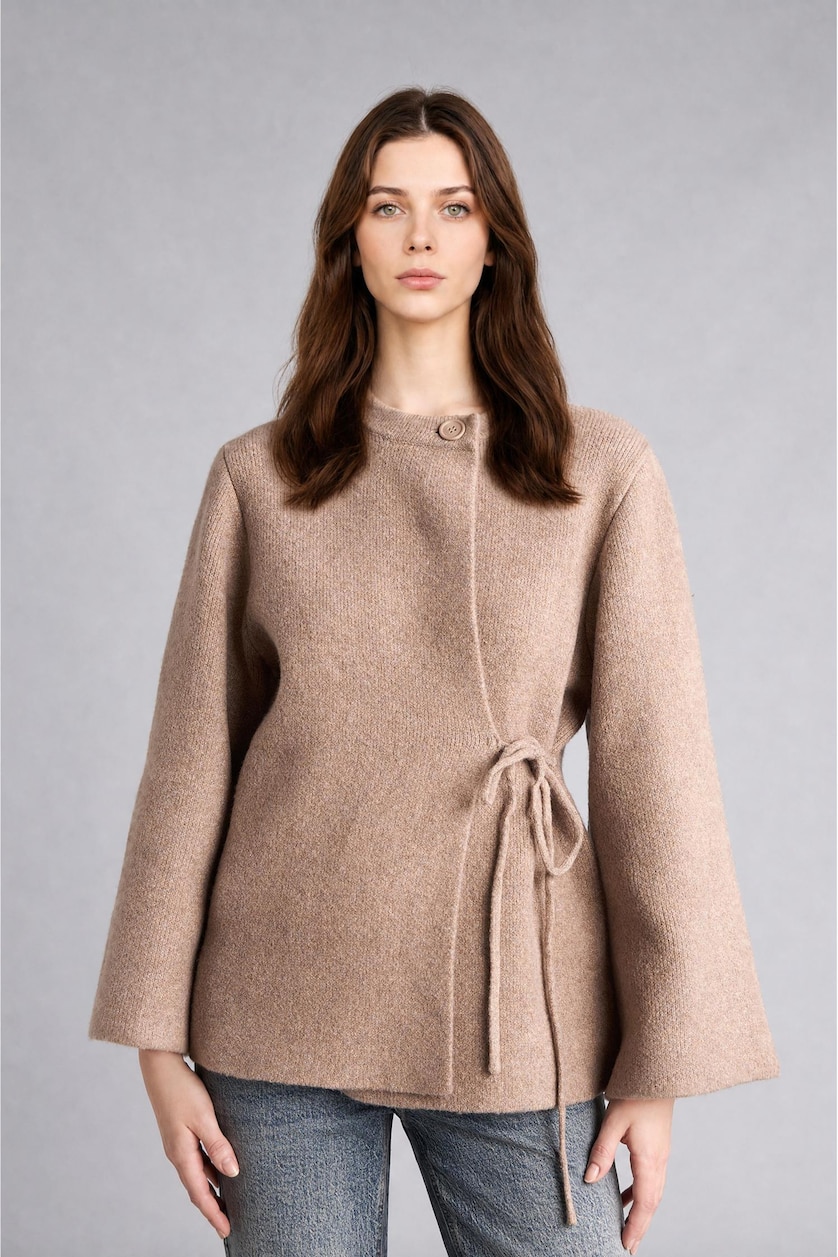 WOMAN Beige Relax Fit Knitwear Cardigan