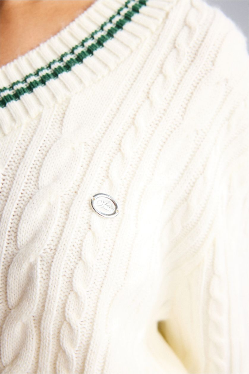 WOMAN Ecru Regular Fit Knitwear Pullover