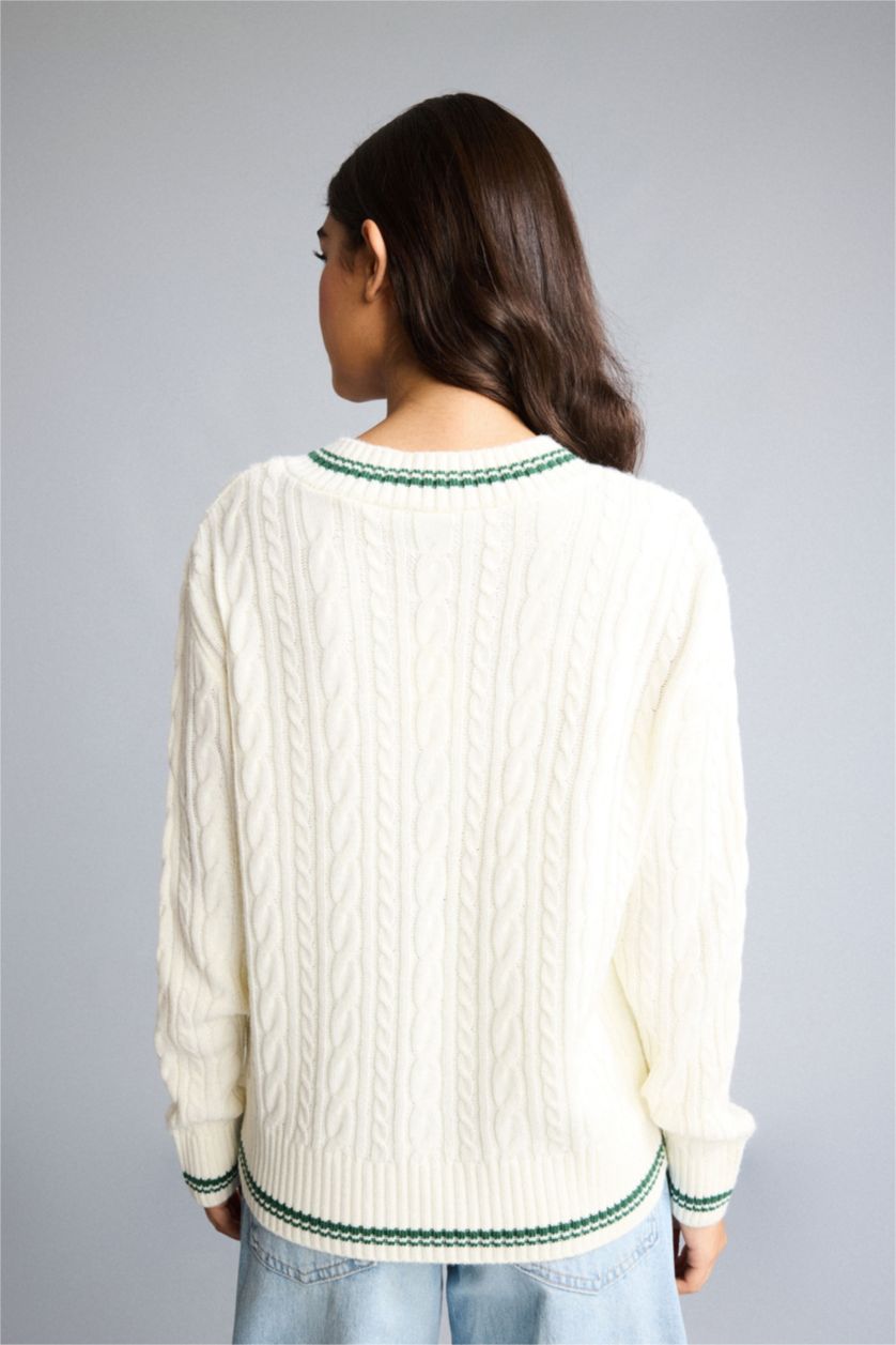WOMAN Ecru Regular Fit Knitwear Pullover