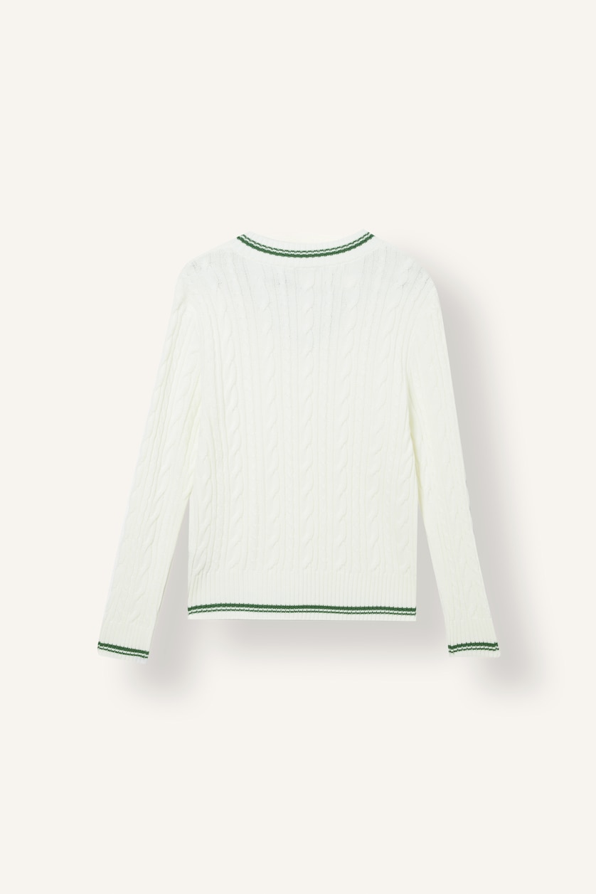 FEMME Écru Pull en tricot à col V Coupe régulière