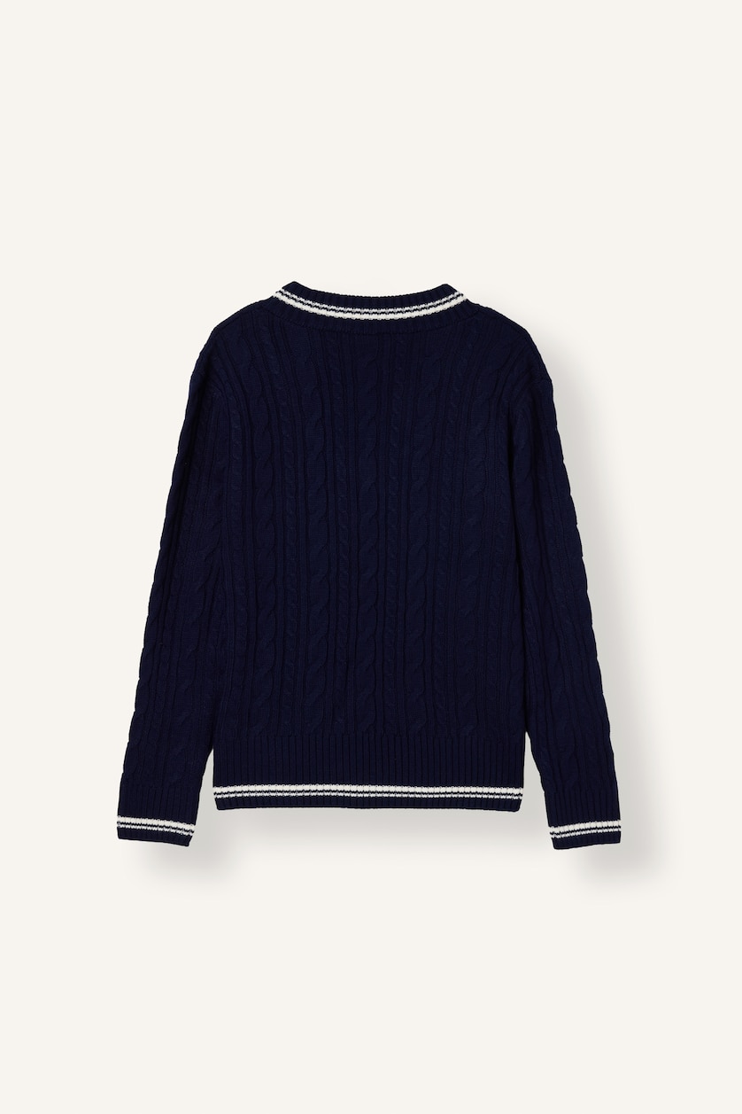FEMME Marin Pull en tricot à col V Coupe régulière