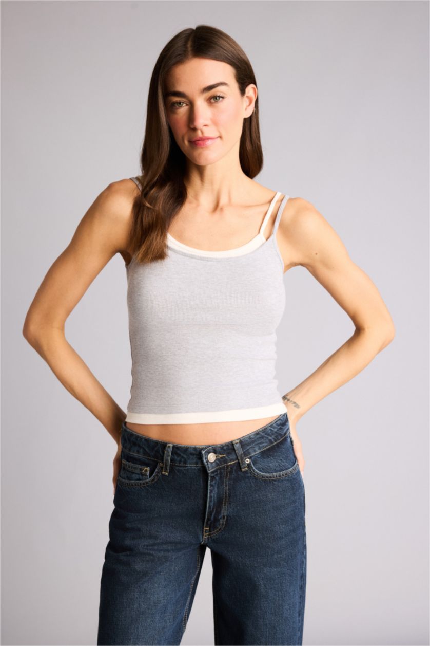 Kadın Gri Melanj Ribana Atlet