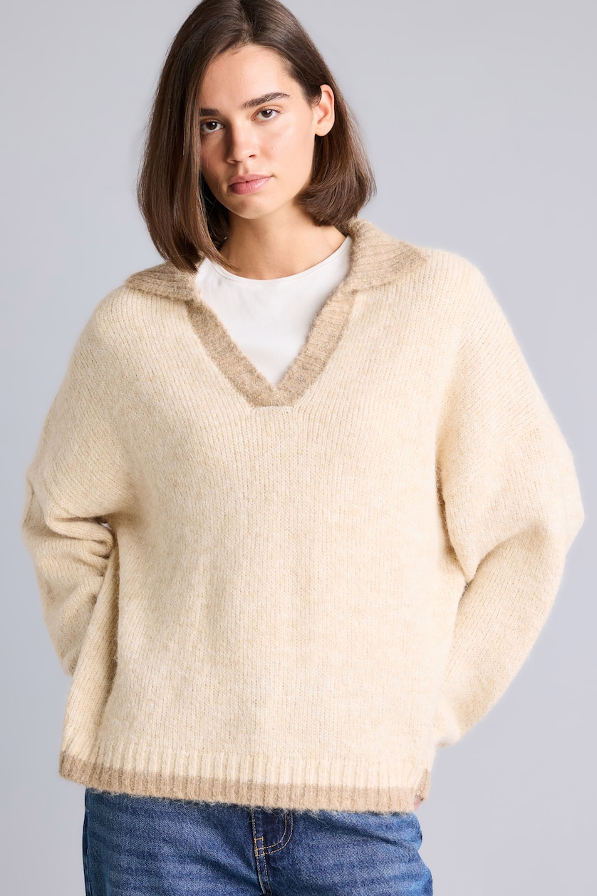 Women Beige Oversize Fit Pullover