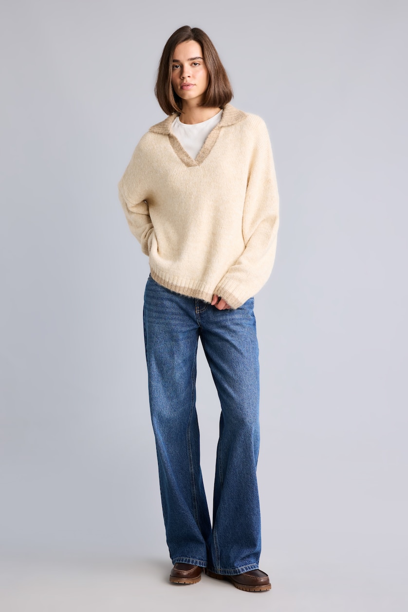 Women Beige Oversize Fit Pullover