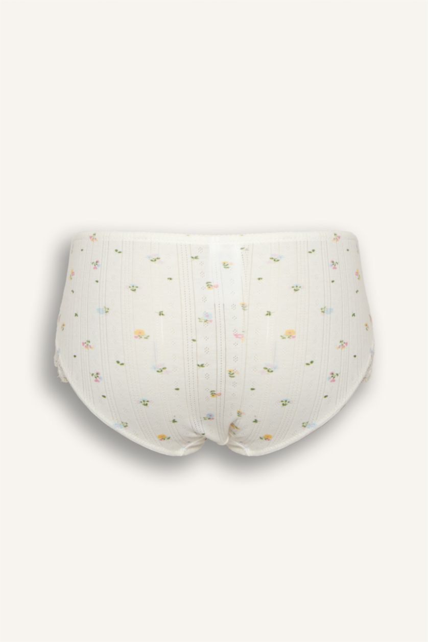 Kadın Kırık Beyaz Dantel Detaylı Hipster Külot