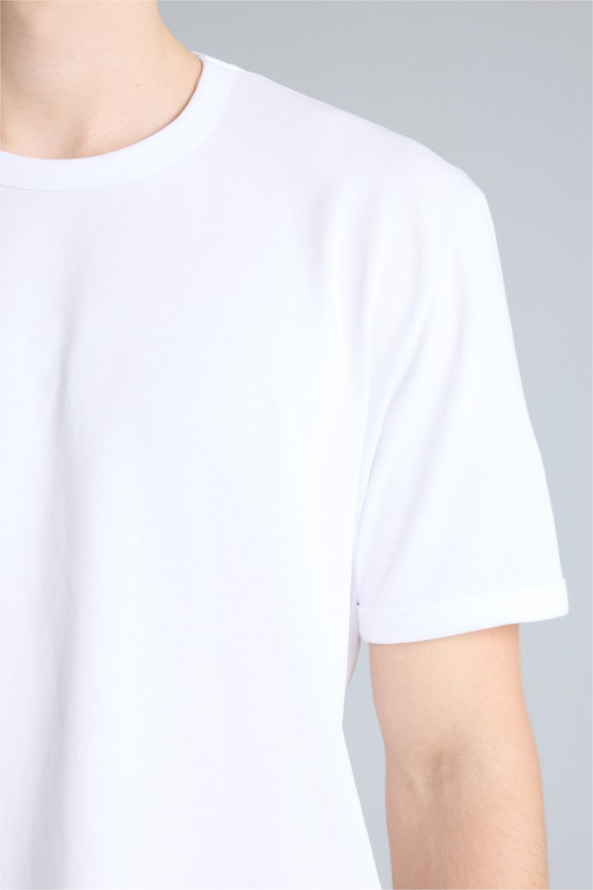 Erkek Beyaz Regular Fıt Kısa Kollu Tişört
