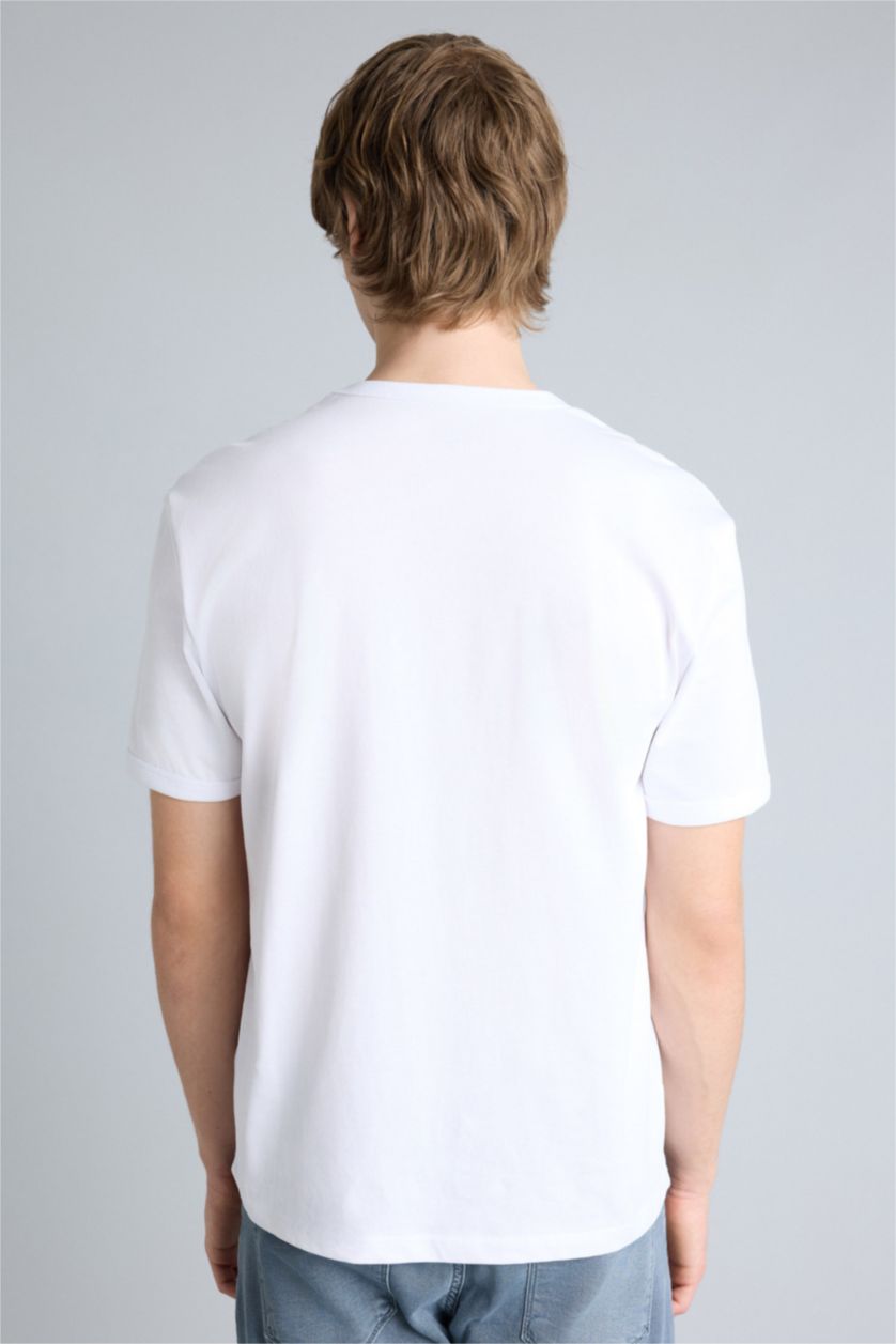 Erkek Beyaz Regular Fıt Kısa Kollu Tişört
