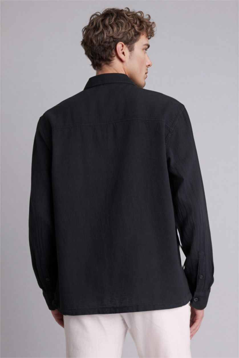 رجال أنثرا قميص قطن 100% ردن طويل