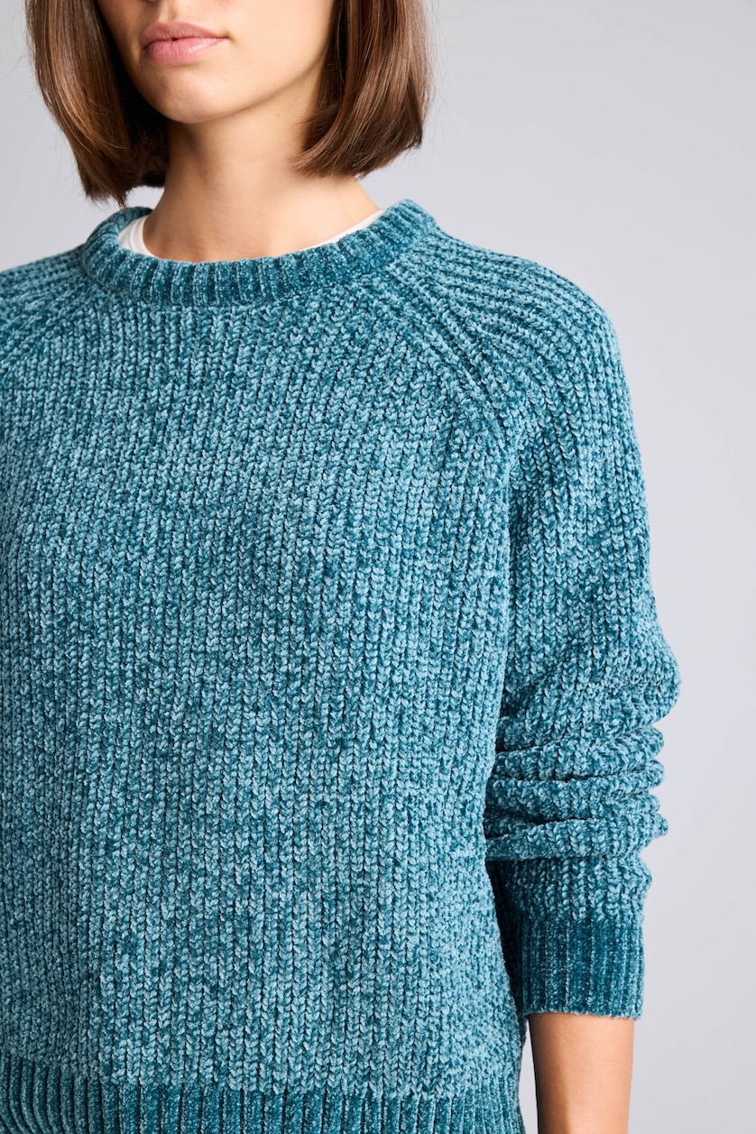 FEMME Vert Foncé Pull en tricot à col rond Coupe régulière