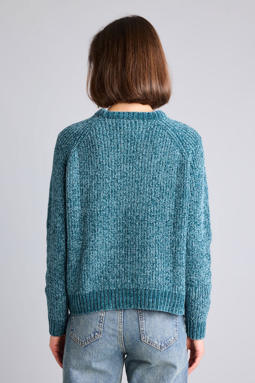 FEMME Vert Foncé Pull en tricot à col rond Coupe régulière