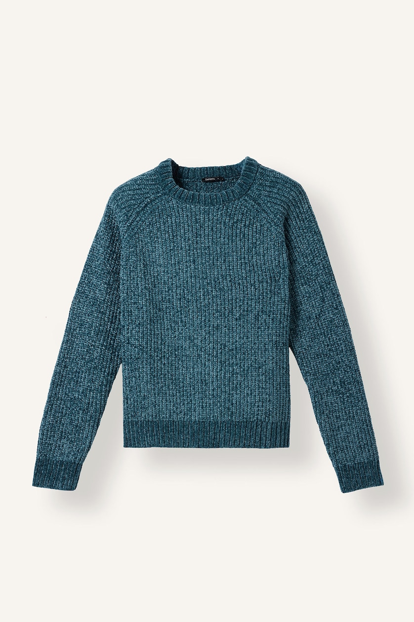 FEMME Vert Foncé Pull en tricot à col rond Coupe régulière