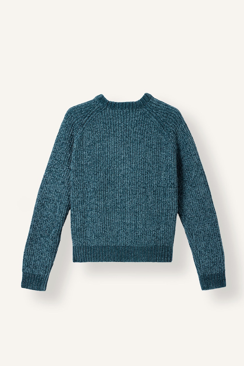 FEMME Vert Foncé Pull en tricot à col rond Coupe régulière