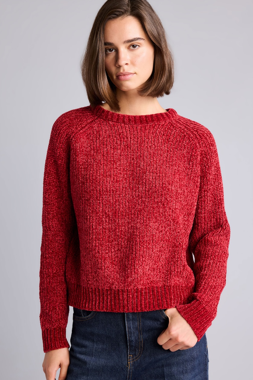 WOMAN Red Regular Fit Crew Neck Knitted Pullover