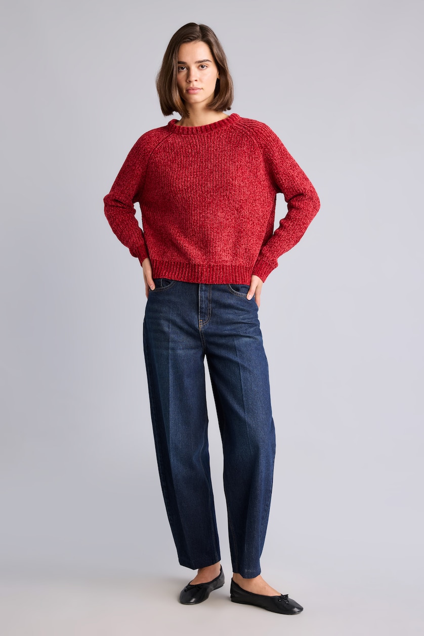 WOMAN Red Regular Fit Crew Neck Knitted Pullover