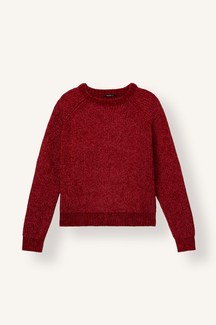 WOMAN Red Regular Fit Crew Neck Knitted Pullover