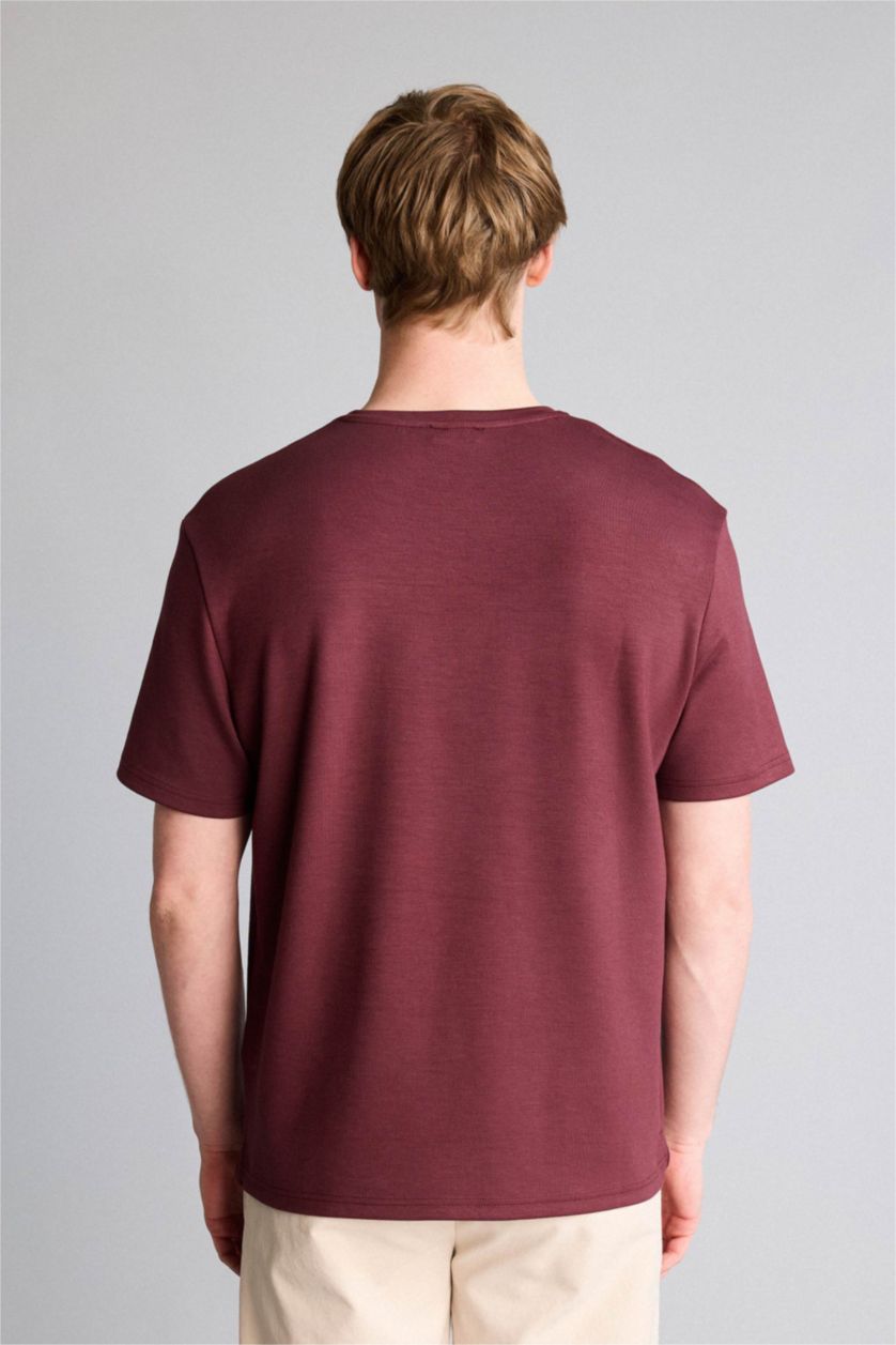 رجال خمري تيشيرت بيزك سادة نص ردن