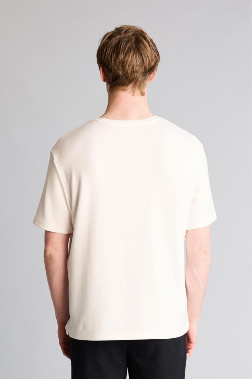 Erkek Ekru Kısa Kollu Tişört