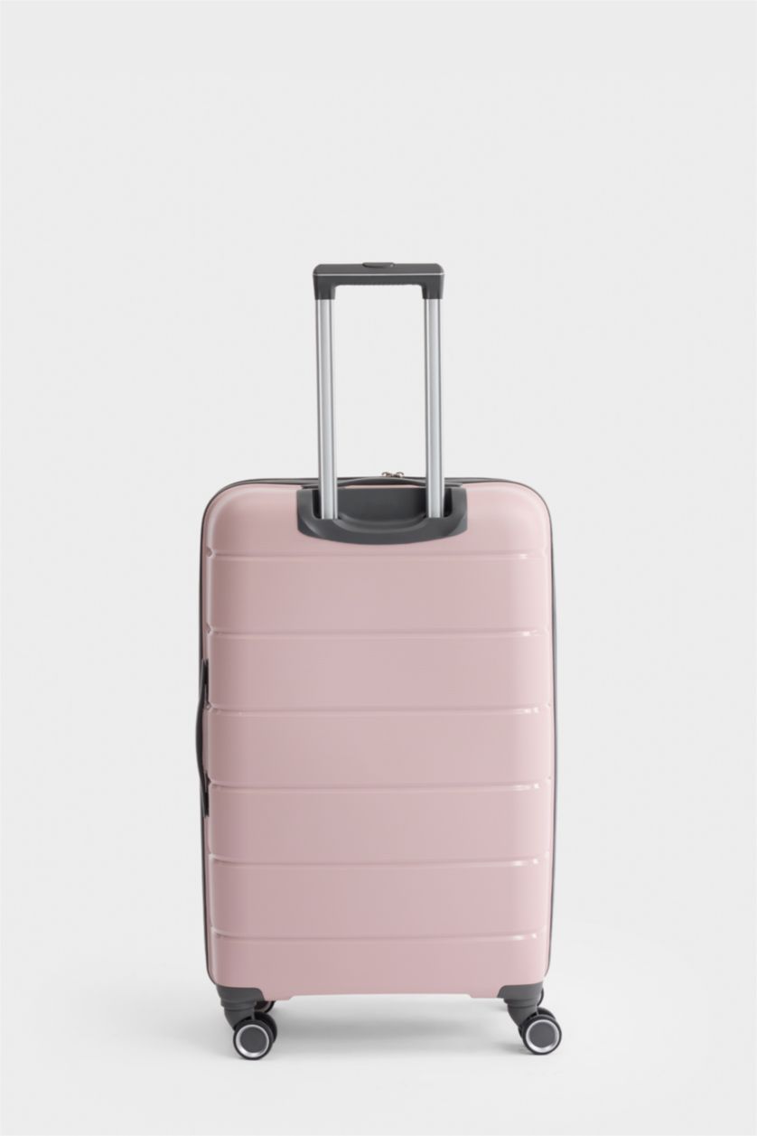 Kadın Pembe Buyuk Unisex Sert Kapaklı Valiz