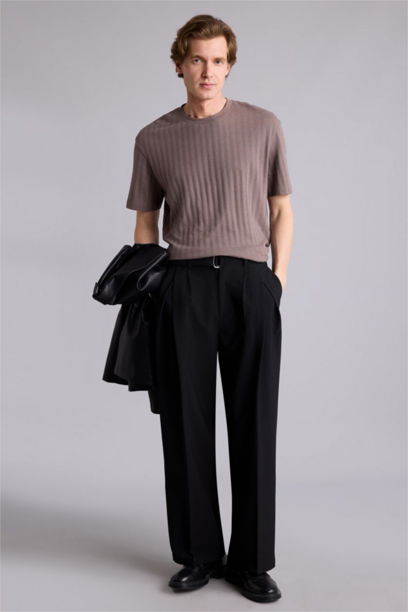 Erkek Açık Kahve Regular Fıt Kısa Kollu Tişört