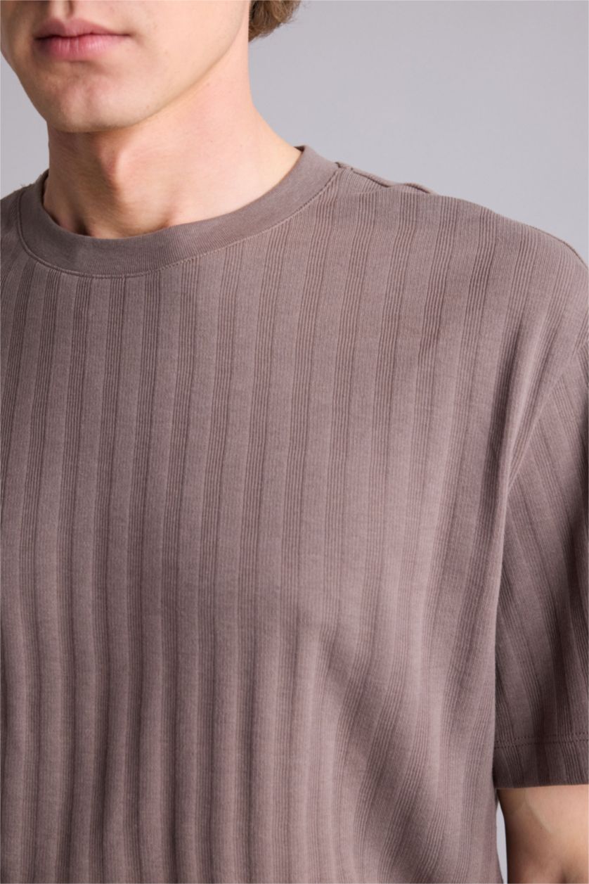 Erkek Açık Kahve Regular Fıt Kısa Kollu Tişört