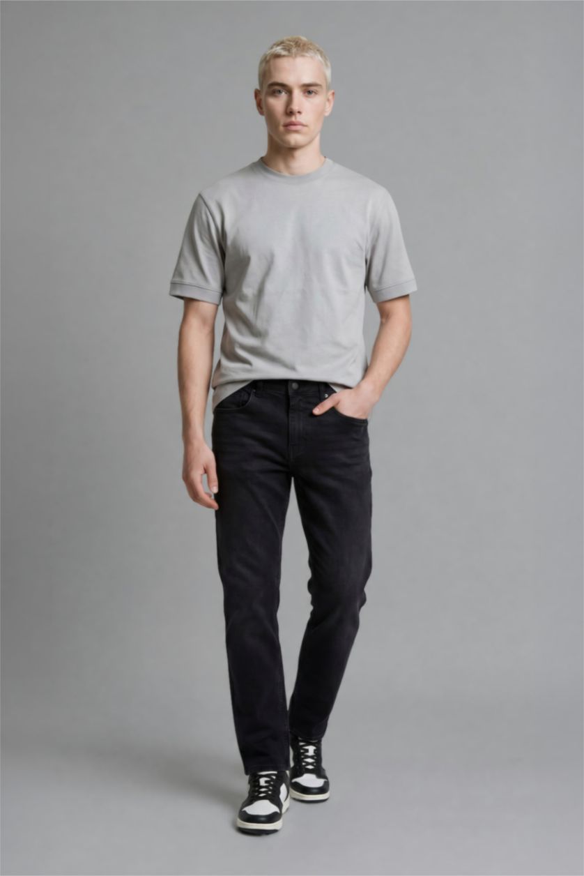 رجال أسود Sergio Regular Fit Regular Hem Jeans