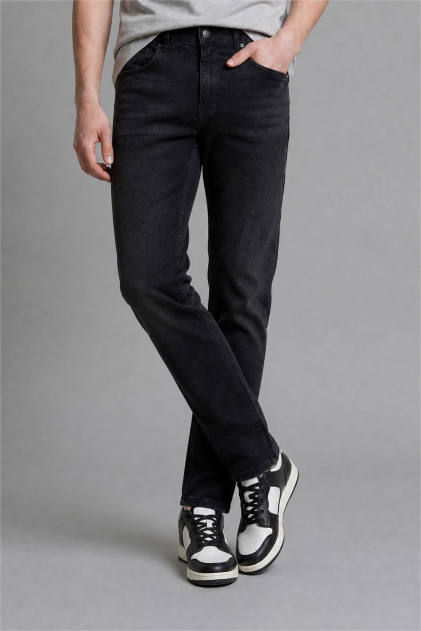 رجال أسود Sergio Regular Fit Regular Hem Jeans