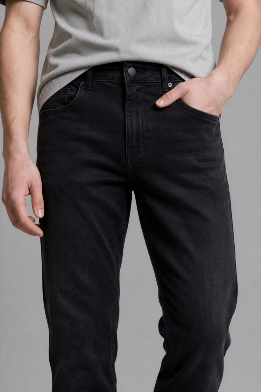 رجال أسود Sergio Regular Fit Regular Hem Jeans