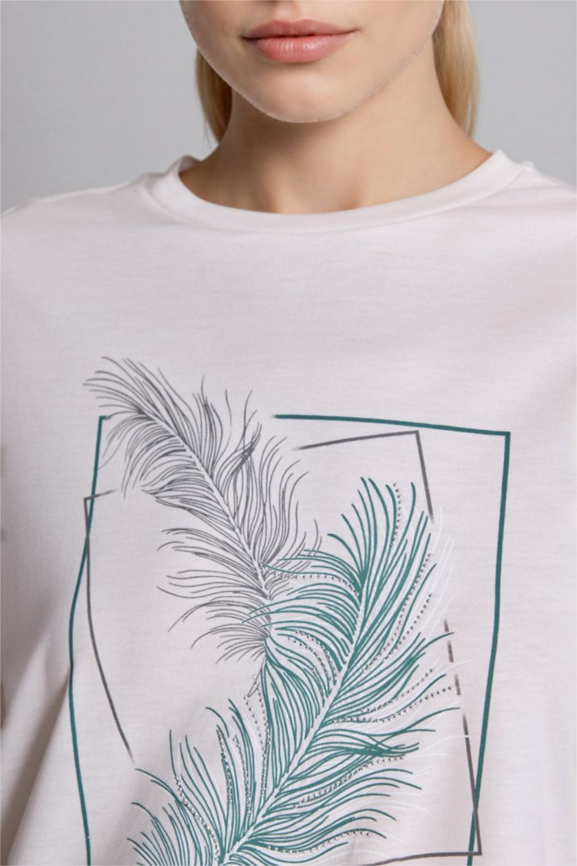 Woman Ecru Regular Fit Short Sleeve T-Shirt